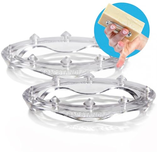 SoapStandle Bar Soap Gripper | No Goo or Mess Soap Holder for Bath and Showers | Made from Post Consumer Plastic Non Slip Quick Dry Bar Soap Holder | Clear - 2-Pack
