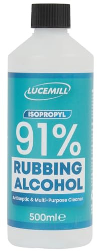 Lucemill 91% Rubbing alcohol | 500ml | Super Strength IPA First Aid Antiseptic | 91% Isopropyl Alcohol | Clear Liquid
