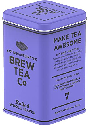 Brew Tea Co - Decaffeinated Tea - Ceylon Teabags in Classic Tin, Caffeine Alternative - Fruity & Earthy - 25 Proper Tea Bags