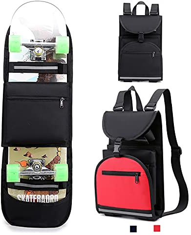 BRAVORD Foldable Skateboard Backpack Bag Carrier Adjustable Straps