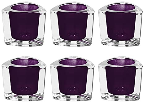 simpahome Set of 6 Heavy Weight Glass Tea light Holders - Purple
