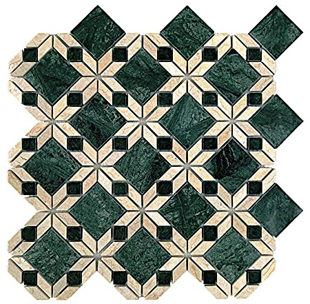E-MosaicTile Wand- und Bodenfliesen, Mosaikfliesen, indischer Marmor, viktorianischer Stil, 10 Stück