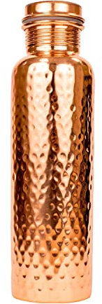 Toshali Seamless Leak Proof Ayuverdic Hammered Copper 34oz O2 Water Bottle - Handcrafted with Pure Ayuverdic Tradition – Premium Quality Drinking Bottle for Sports, Yoga, Fitness, Gym, Outdoors