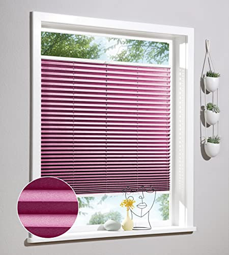 Deco Home | Plissee nach Maß, Personalisierbare Plissees mit & ohne Bohren, Sichtschutz Fenster, Faltrollos | Pink