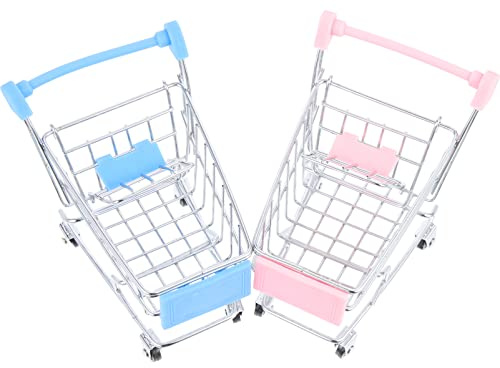 YARNOW 2stücke Mini Einkaufswagen Spielzeug Dekorativer Handwagen Für Schreibtisch-deko Und Spielzeug Für Kreative Momente
