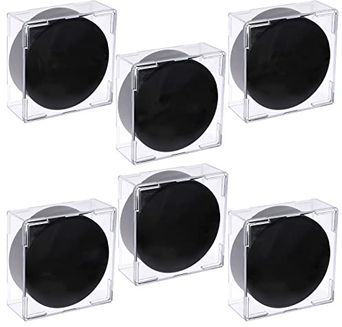 BTSKY Hockey-Puck-Halter, quadratisch, transparent, stapelbar, Kunststoff, Würfel, Eishockey-Puck-Box, Vitrine für Erinnerungsstücke, 6 Stück