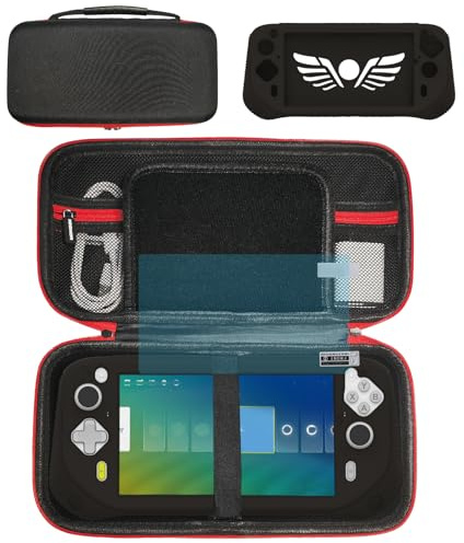 Housse en silicone et étui de transport compatible avec Logitech G Cloud Gaming Handheld, protecteur d'écran pour Logitech G Cloud Console Accessoires (Noir/Noir)