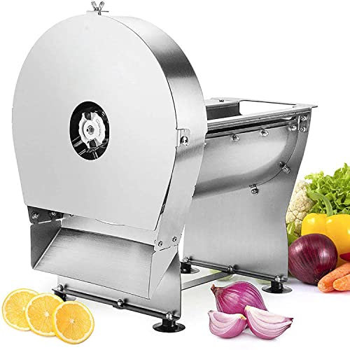DISHENGZHEN Commercial Onion Slicer Potato Chips Slicer Tomato Slicing Machine 0-10mm Electric Cabbage Shredder Machine Vegetable Fruit Slicing Machine 0-0.4’’ Stainless Steel (Slicer Machine)