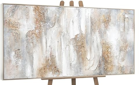 YS-Art Abstrakt Design Acrylbild Philosophie Gold Grau echtes Kunstwerk