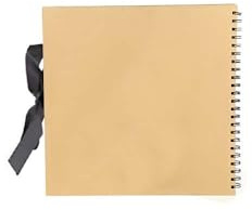 Scrapbook Photo Album Small 15 x 15cm Brown Square Scrap Book Photo Album With 50 sheets 100 pages and Ribbon Closure Ideal for Wedding Family Baby Vacation Arts Crafts DIY