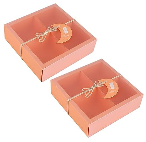 BESTonZON 2stücke Quadratische Keksaufbewahrungs-papierboxen Als Dessert-verpackungsbox Für Süßigkeiten Recycelbar Und Praktisch Für Mondkuchen Und Andere Leckereien