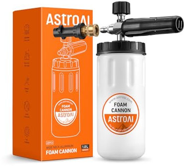 AstroAI Snow Foam Gun,1L Bottle Adjustable Wide Neck Snow Foam Lance, Snow Foam Cannon with 1/4'' Quick Connector for Karcher K Series K2 K3 K4 K5 K6 K7 Pressure Washers Accessories