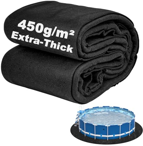 Abimars Tappetino per piscina più spesso per piscine fuori terra, tappetini rotondi da 4,5 m per fondo piscina, comfort senza cuciture, resistente alle forature a doppia densità, nero