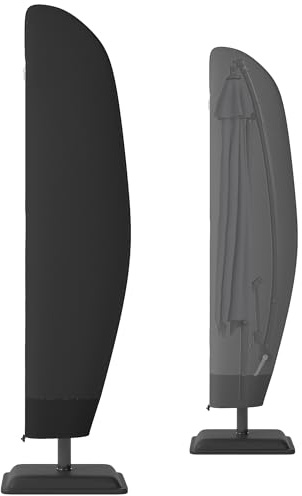 Outsunny Housse de Protection imperméable pour Parasol déporté avec Fermeture éclair et Cordon de Serrage Tissu Oxford avec revêtement Plastique étanche Ø 56 x 220 cm Noir
