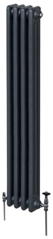 Radiatore Termosifone a 3 Colonne 1800mm x 202mm Moderno Centralizzato Grigio antracite in Acciaio Inox Verticale a Parete Cucina Soggiorno Bagno Kit di Fissaggio e Spazzola Inclusi