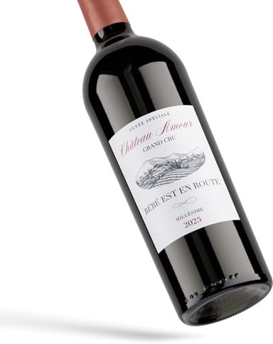 4 personalisierte Flaschenetiketten für Wein oder Champagner – für Ihre Veranstaltungen und Ankündigungen: Hochzeit, Verlobung, Taufe, Geburtstag, Schwangerschaft, Format 8 x 10 cm