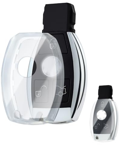 OFFCURVE Schlüsselhülle Transparent für Mercedes Class A C S GLA GLC GLE | TPU Autoschlüssel hülle für Mercedes Benz Class A B C E ML CL CLA CLE CLK GLA GLC GLE GLK AMG A203 W211