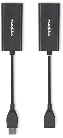 NEDIS Extendeur USB - USB 2.0-1 connecteur USB-A mâle - 1 x RJ45 Femelle - 1 x Prise USB-A - 1 x RJ45 Femelle - 50 m - 480 Mbps - Nickelé - Rond - PVC - Noir - Boîte
