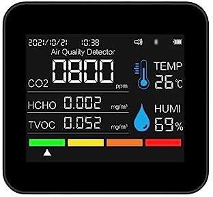 Rilevatore di perdite di gas 9in1 Misuratore di qualità 'aria Misuratore di CO2 Rilevatore di anidride carbonica TVOC HCHO PM2.5 PM1.0 PM10 Tester di umidità della temperatura per Casa, camper