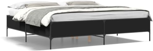 Home Items, Bettgestell, schwarz, 180 x 200 cm, Super-Kingsize-Bett, Holz- und Metallkonstruktion, Anzugmöbel