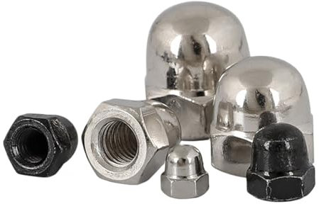 5–30 Stück schwarze/vernickelte Eichel-Hutmuttern M3 M4 M5 M6 M8 M10 M12 Hutmutter Sechskantmutter dekorative Kuppelabdeckung Halbrunde Mutter(Black,M8-10pcs)