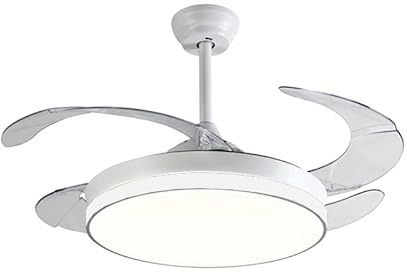 Genérico VENTILADOR DE TECHO SILENCIOSO CON LED REGULABLE BLANCO MATE, MOTOR DC, 6 VELOCIDADES, 4 ASPAS, MANDO A DISTANCIA Y LED 60W CCT.