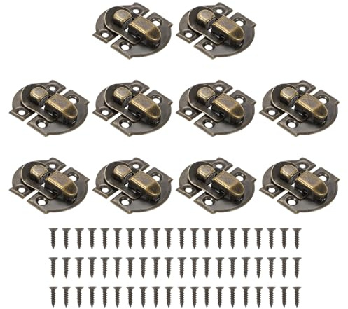 PATIKIL Small Metal Box Toggle Latch, 10 Pack Vintage Hasp Latch Lock Buckle Hardware with Mounting Screw for Wood Jewelry Cabinet Toolbox Ordinary Box, Bronze