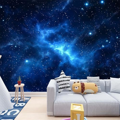 Fototapete Nachthimmel mit Nebel 200 x 140 cm Blaue Galaxien Tapete Wandtapete Wanddeko Design Mustertapete Wand Dekoration Wohnzimmer Schlafzimmer Büro Flur