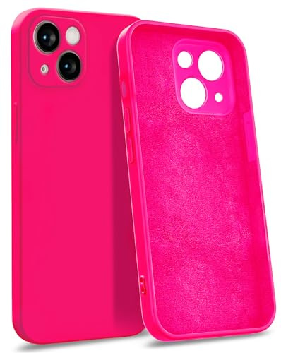 MyGadget Coque Silicone Compatible avec iPhone 13 [ Quadruple Protection ] - Case Rigide avec Doublure Microfibre - Cover Rose Magenta