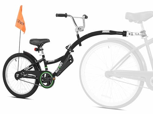 KaZAM Co-Pilot Bike Trailer - 20 Inch Bike Trailer with Adjustable BMX Stem and Handlebar - Lightweight Aluminum Frame and Padded Saddle for Cycling - Perfect for Family Rides - Black