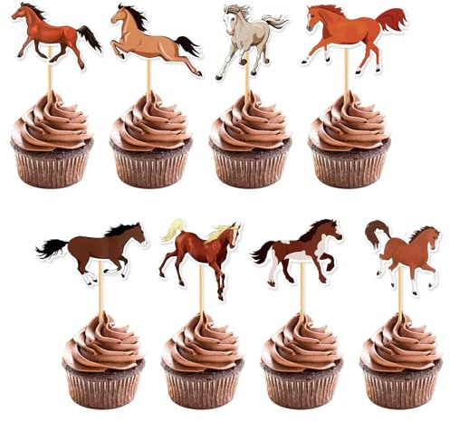 JJUNW 40 Stück Pferd Cupcake Topper, CakeTopper Pferde Deko | Geburtstag Pferde Kuchen Deko Themen Party für Babyparty Kindergeburtstag Party Supplie