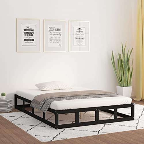 Iiaky Massivholzbett Bettgestell Bed Frame Bett Mit Bettkasten Hausbett Bett Massivholz Schwarz 140x190 cm - 820845