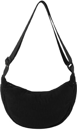 GUSXPPD Damen Cord Crossbody Bag, Halbmond Tasche Umhängetasche, Damen Halbmond Tasche Schultertasche Mit Einstellbar Schultergurt Lässige Umhängetasche aus Cord für jeden Anlass
