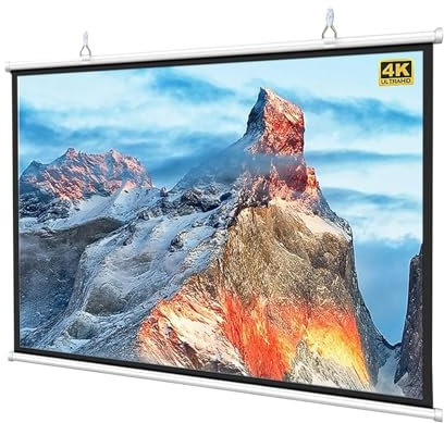 SXKJQER Pull Down Projector Screen White, Wall Mounted Screen Projector Curtain Non Crease Projector Screen Perfect, Wall Ceiling Mount Manual Projector Screen With 4:3, 16:9 Ratio(4:3,30)