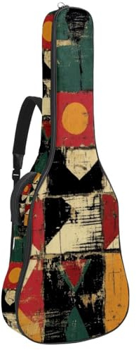 Tasche für Akustikgitarre in voller Größe, 1 cm dicke Polsterung, wasserdicht, 101,6 cm, 104,7 cm, 106,7 cm, abstraktes nahtloses Muster mit Haien, Mehrfarbig 03, 42.9x16.9x4.7 in, Lässiger