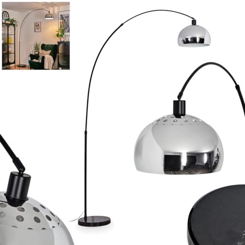 HOFSTEIN Stehleuchte Baloca, Stehlampe aus Metall in Schwarz/Chrom/Rauch/Weiß mit Marmorfuß, verstellbare Leuchte im Retro/Vintage-Design, Lichteffekt u. Fußschalter, E27, Wohnzimmer, Schlafzimmer