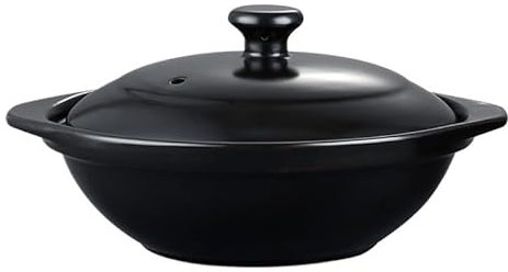 YATINGZHANG Tegame Terracotta Set di casseruole in Ceramica for Riso in Ceramica Smaltata Nera Pentola in Ghisa con Coperchio(610ml)