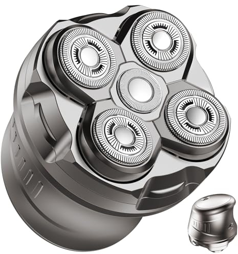 Sarsumir Rasoio Testa Calva Uomo, 5D Rasoio Elettrico Testa Calva Zero Assoluto Impermeabile, Rasa Capelli Uomo a Zero con Display LED, USB-C, Argento