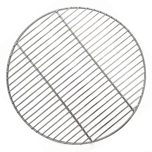 Gettimore Griglia per barbecue da campeggio, in acciaio inox, rotonda, griglia per cottura all'aperto, per pesce, verdure, gamberetti (40 cm)