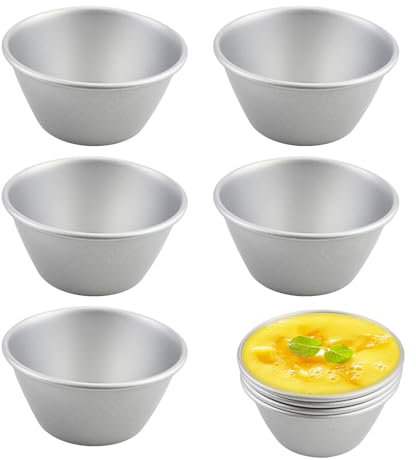 Generico Stampo Per Flan - 5X Stampini Per Soufflé Da Forno - Stampi Da Cucina Riutilizzabili Per Dolci, Pudding, Soufflé E Flan