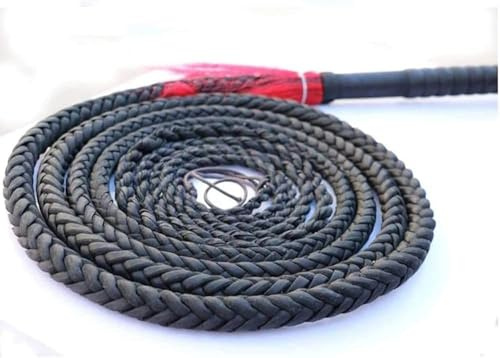 Frusta Lunga Frusta da Toro in Vera Pelle Totalmente Fatta A Mano E Resistente Frusta Nera, Lussuosa Frusta da Cavallo Intrecciata - Perfetta per Il Lavoro del Bestiame O per Lo Sport, 1m