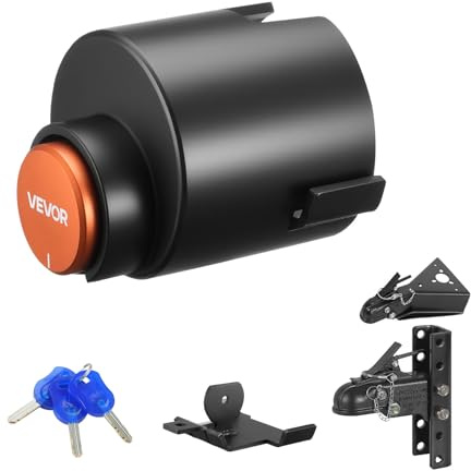 VEVOR Trailer Lock, Fits 2-5/16-Inch Cast Ball Couplers, Heavy Duty Hitch Lock with 3 Keys Secures Security Chains, Corrision-Resistant, Anti-Theft RV Trailer Locks for RV, Trailer, Boat