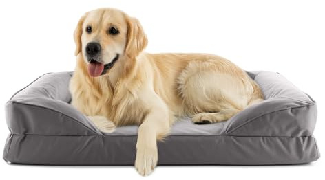 Lumaland orthopädisches Hundebett Outdoor & Indoor | ergonomisches Hundesofa 110x75 cm - ideal für große Hunde | Boden rutschfest | Füllung und Bezug waschbar | Hundekörbchen wasserfest