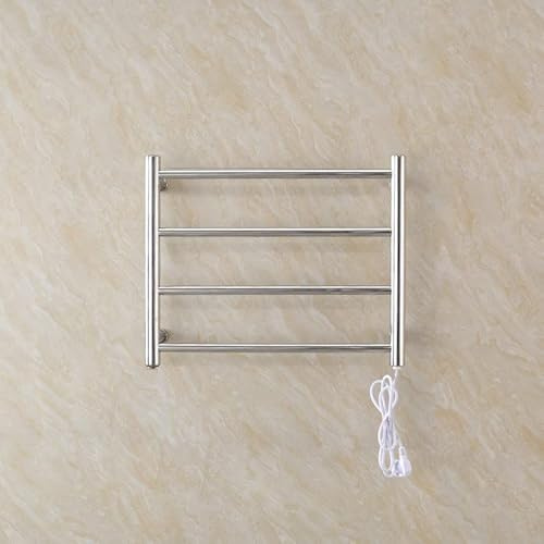Scaldasalviette elettrico da parete, in acciaio inox, con timer e finitura dorata, design intelligente per una lussuosa esperienza spa
