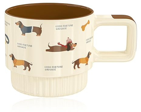 ZenithAura Taza Dachshund, Taza de Café con Perro Salchicha, Amantes de los Dachshunds, Ideal para Fans de los Perros, Madres y Amantes de Motivos Divertido