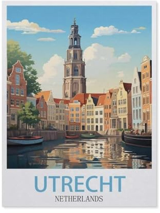 Erwachsene und Kinder Puzzle 1000 Teile Puzzle，Utrecht Niederlande，einfaches Puzzlespiel Rollenpuzzle Lernspiel Spielzeug Familie Dekoration（75x50cm）-HD37