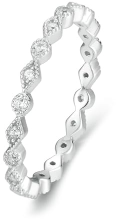Stfery Damenring Platin Eheringe, Alternierender Diamantring Gr.65 (20.7)