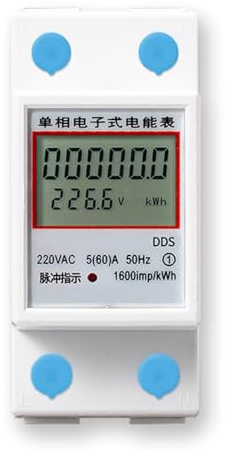 Din Digital Single Phase Energy Meter KWh Voltage Current Power Consumption Wattmeter Electricity Electricity Usage Monitors Plugs Power Voltage Amps