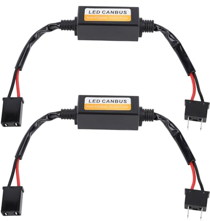 Ausla Lot de 2 Décodeurs de Phares LED H7, Résistants à L'eau, Décodeur D'erreur Canbus Anti-scintillement avec Connecteurs AMP pour les Modèles de Phares H7