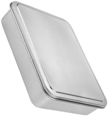 Toyvian Molde Rectangular para Pasteles y Tiramisú de Acero Inoxidable con Tapa, Bandeja para Hornear Antiadherente Tamaño 33.5x28.5x6 Cm, Utensilios para Repostería Doméstica